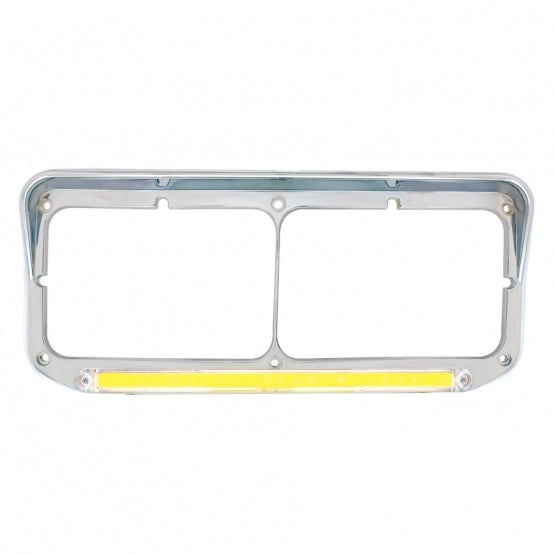 24 LED Rectangular Dual Headlight Bezel With Visor &amp; GloLight - Amber LED/Clear Lens