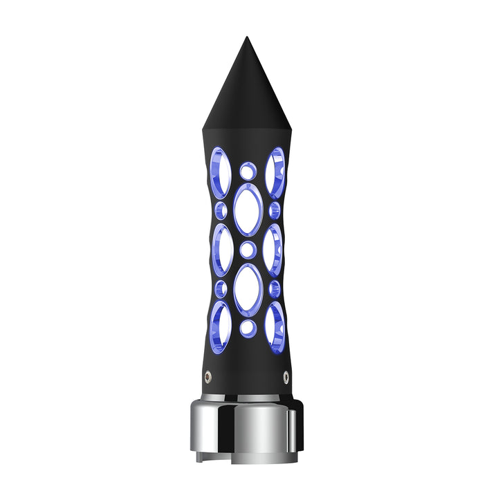 Thread-On Daytona Style Spike Gearshift Knob With LED 9/10 Speed Adapter - Black/Blue LED