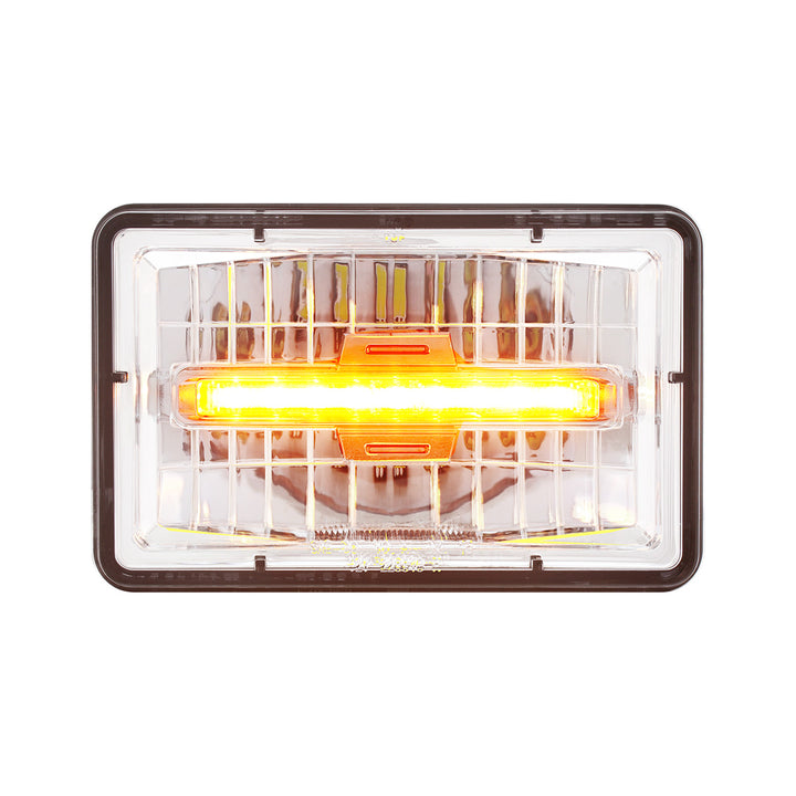 ULTRALIT - 4" x 6" Rectangular LED Headlight With Amber LED Position Light - Low Beam