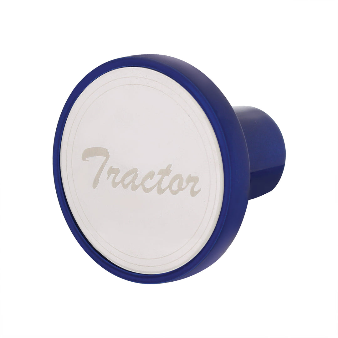 Aluminum Screw-On Air Valve Knob With Stainless Tractor Plaque - Indigo Blue