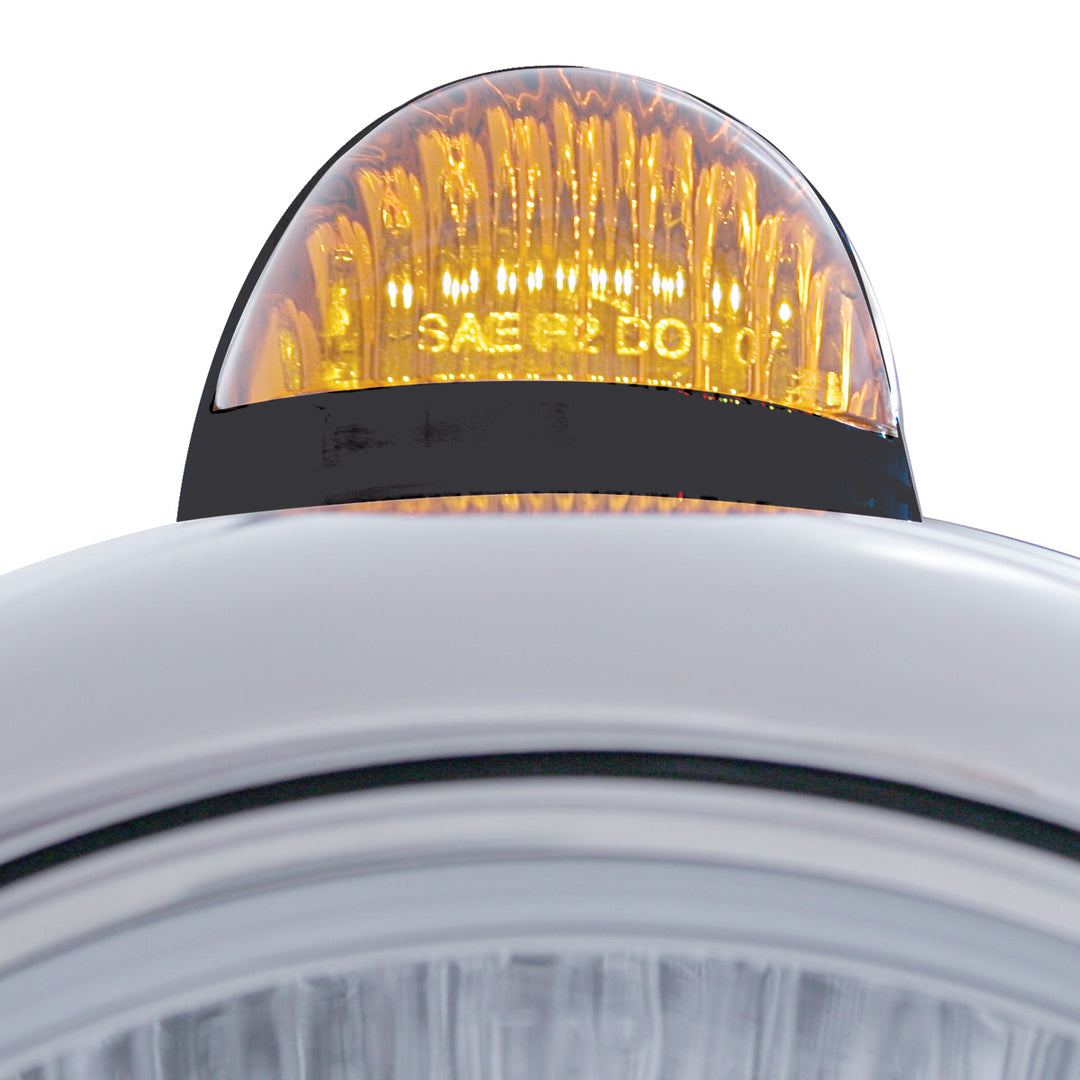 Black Guide 682-C Headlight H4 With 10 Amber LED &amp; Dual Mode LED Signal - Amber Lens