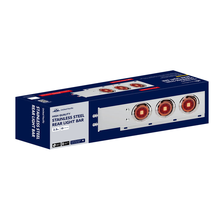 2-1/2" Bolt Pattern Stainless Steel Spring Loaded Bar With 6 x 4" 13 LED Abyss Lights &amp; Visors - Red LED/Red Lens (Pair)