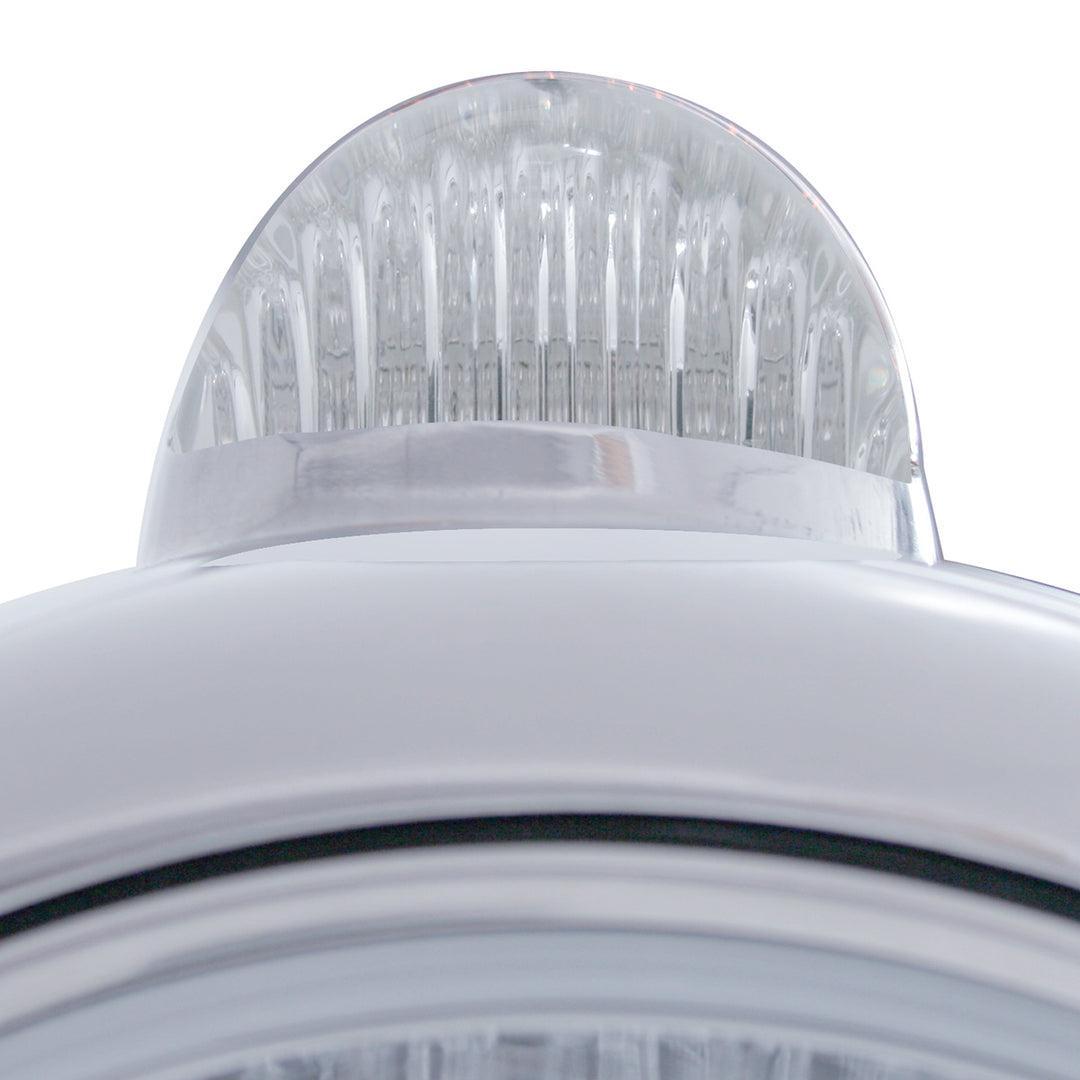 Stainless Steel Guide 682-C Headlight H4 &amp; Dual Mode LED Signal - Clear Lens