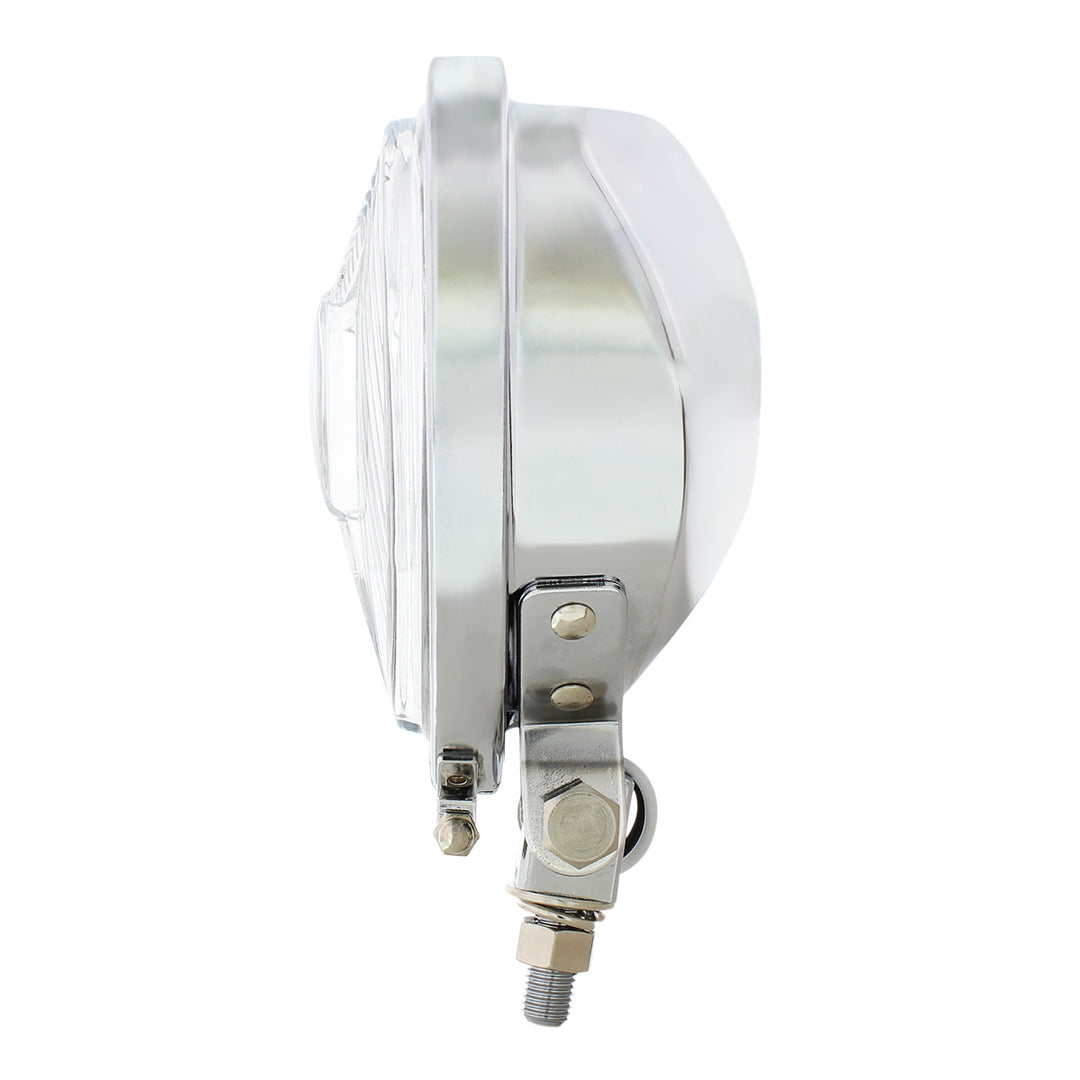 Triangle Headlight With Chrome Housing &amp; Flat Back