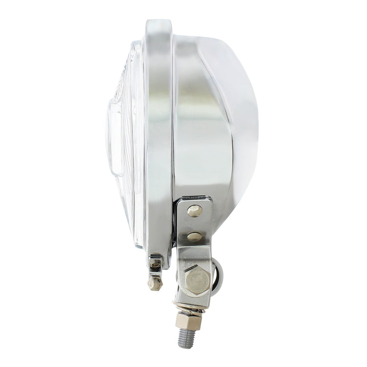 Triangle Headlight With Chrome Housing &amp; Flat Back