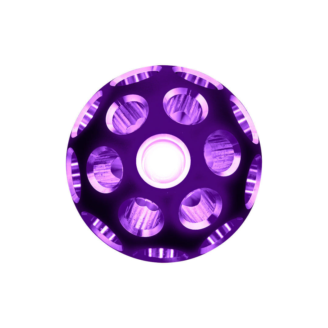Thread-On Matte Black Phoenix Style Ball Gearshift Knob With LED 13/15/18 Speed Adapter - Purple LED