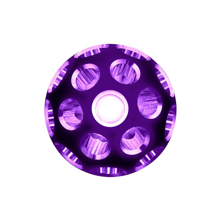 Thread-On Matte Black Phoenix Style Ball Gearshift Knob With LED 13/15/18 Speed Adapter - Purple LED