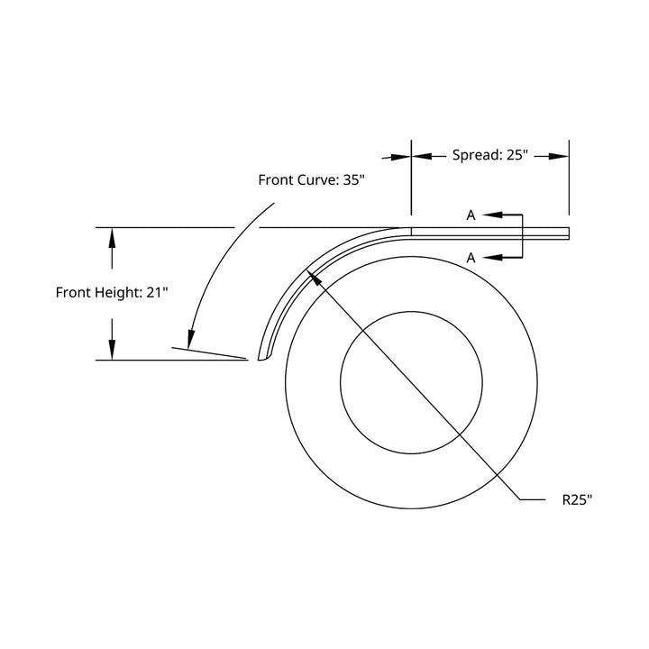 60" 430 Stainless Steel (16ga) Roll Formed Edge Smooth Half Fender - Stainless Steel Series (Pair)