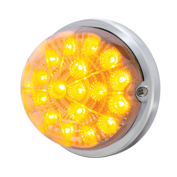 17 LED Dual Function Watermelon Clear Reflector Flush Mount Kit With Low Profile Bezel - Amber LED/Clear Lens