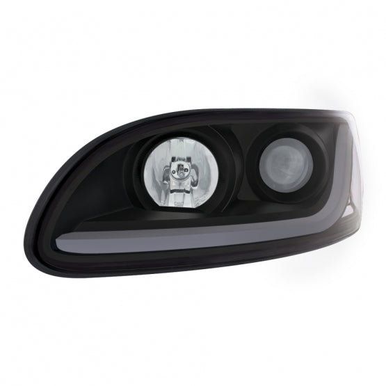 Black Projection Headlight W/LED Dual Function Light Bar For PB 386 (2005-2015) &amp; 387 (1999-2010) - Driver