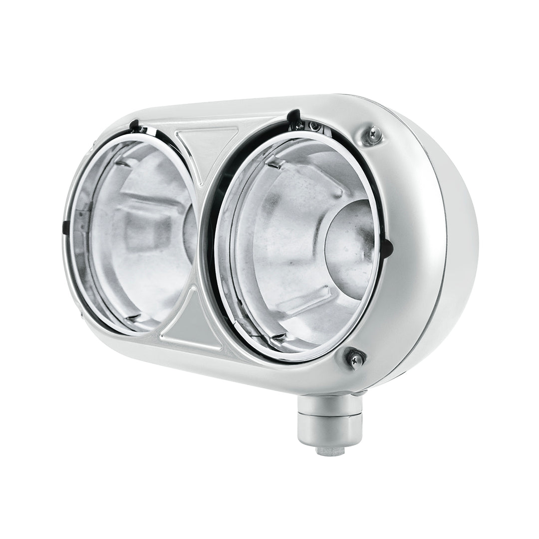 304 Stainless Dual Headlight Housing With Inner Lamp Bucket For Peterbilt 359 - Passenger