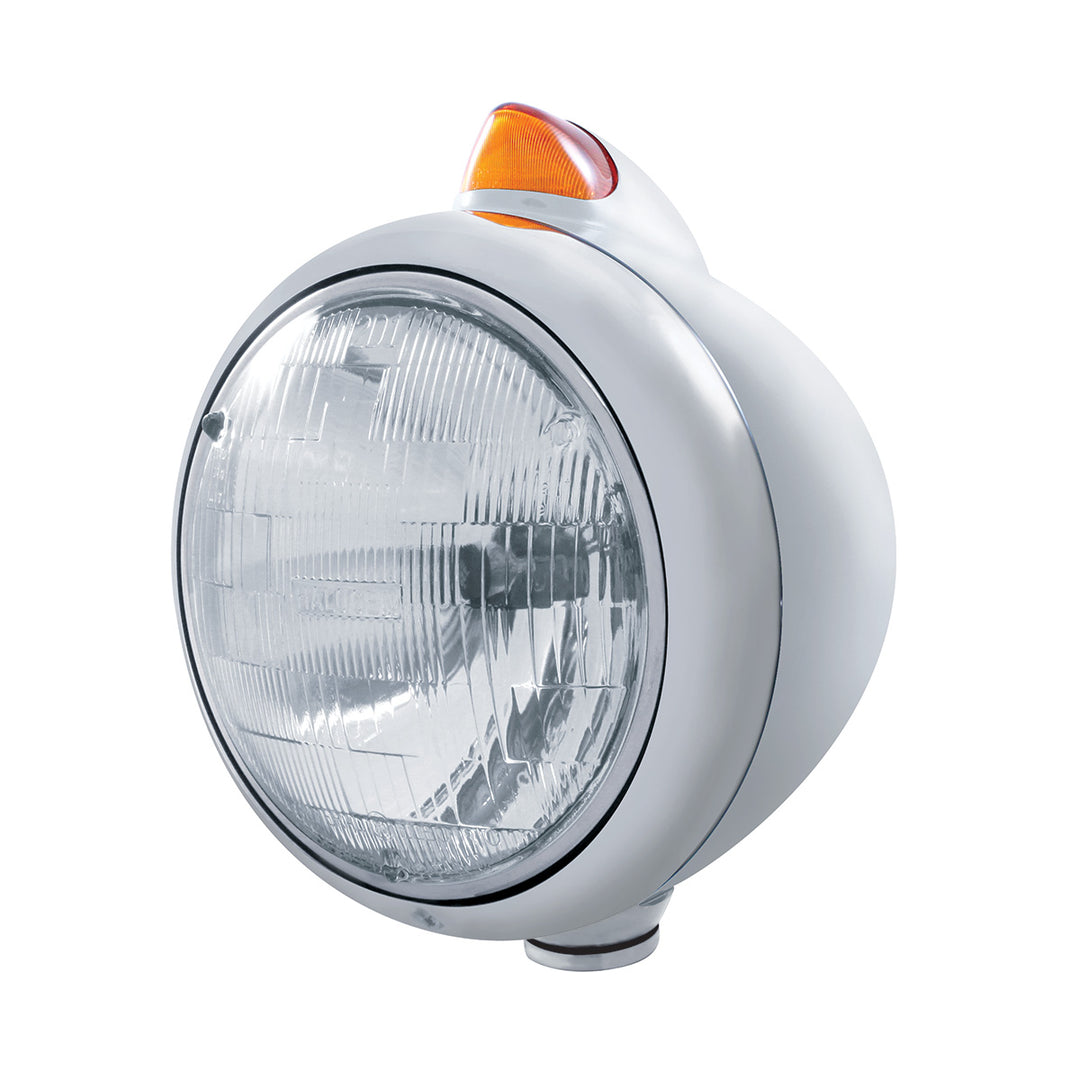 Stainless Steel Guide 682-C Headlight H6024 &amp; Original Style LED Signal - Amber Lens