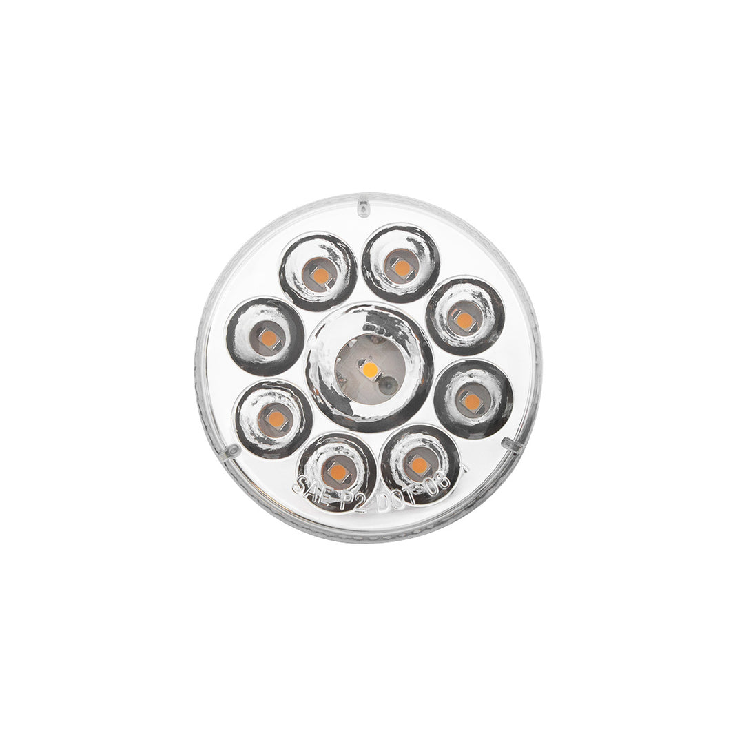 9 LED 2-1/2" Round Pure Reflector Light (Clearance/Marker) - Amber LED/Clear Lens