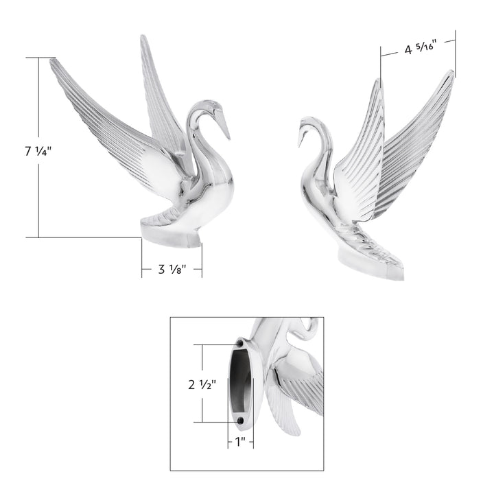 Die-Cast Swan Hood Ornament - Chrome