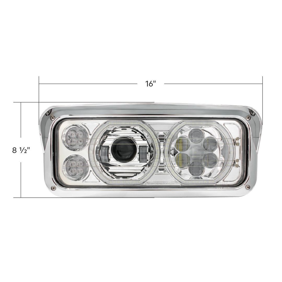 Chrome High Power Heated 10 LED Headlight With LED Turn &amp; DRL - Passenger
