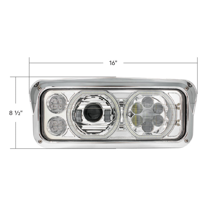 Chrome High Power Heated 10 LED Headlight With LED Turn &amp; DRL - Passenger