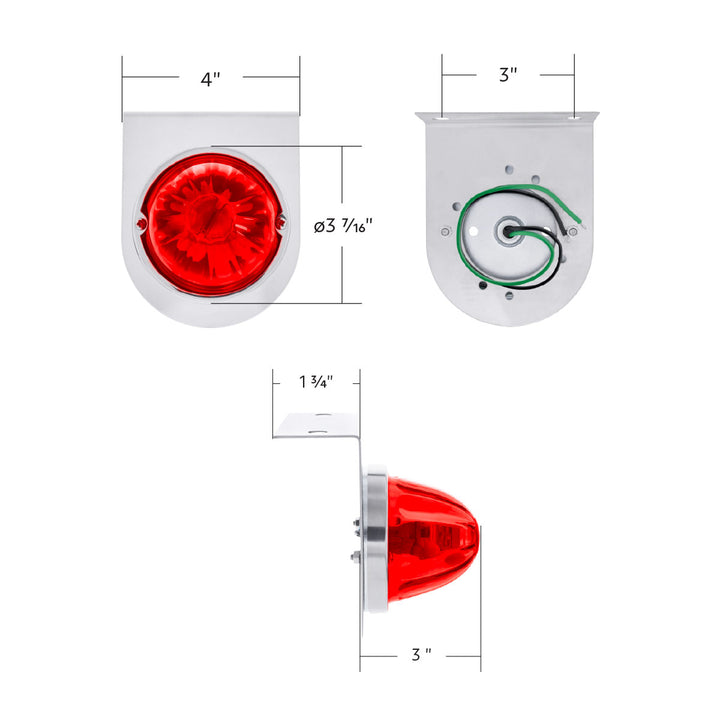 UltraBurst Glass Watermelon Light With Stainless Steel Light Bracket Kit - Red LED/Red Lens