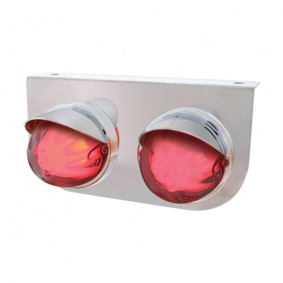 Stainless Steel Light Bracket With 2 x 9 LED Dual Function Watermelon GloLight &amp; Visors - Red LED/Clear Lens