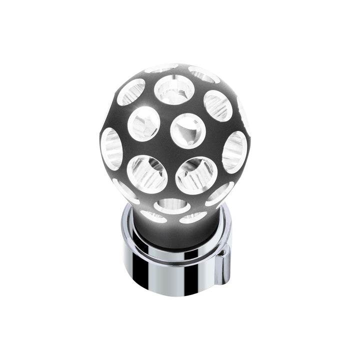 Thread-On Matte Black Phoenix Style Ball Gearshift Knob With LED 9/10 Speed Adapter - White LED