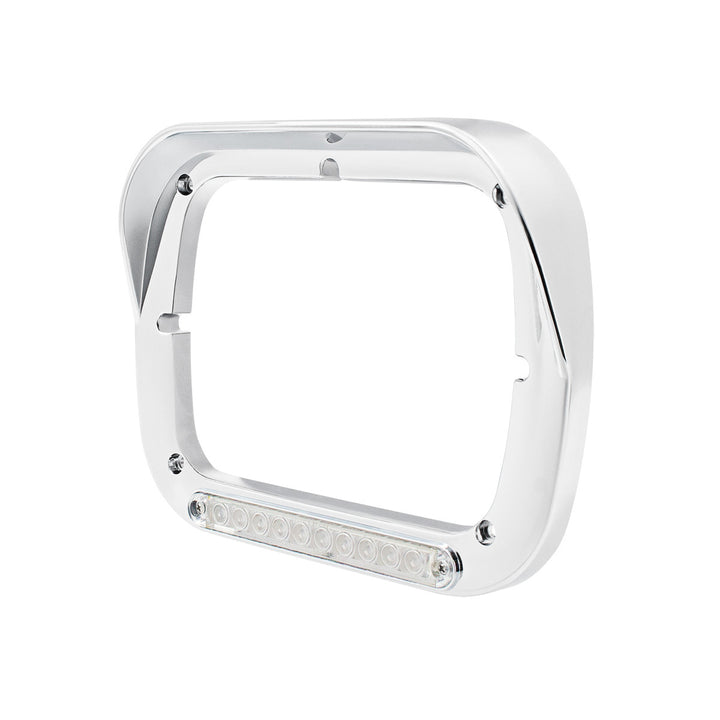 10 LED 5" x 7" Headlight Bezel With Visor - Amber LED/Clear Lens