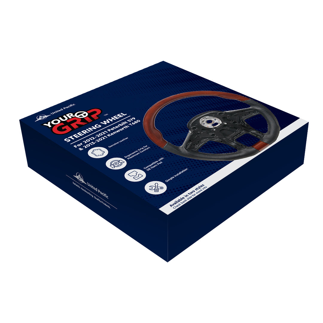 18" YourGrip Wood Steering Wheel For 2012-2021 Peterbilt 579 &amp; 2013-2021 Kenworth T680