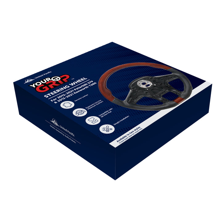 18" YourGrip Wood Steering Wheel For 2012-2021 Peterbilt 579 &amp; 2013-2021 Kenworth T680