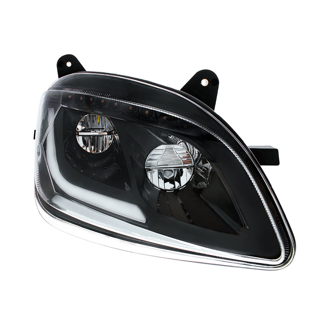 Black LED Headlight W/Sequential LED Turn Signal For Peterbilt 579 (2012-21) &amp; 587 (2010-16) - Passenger