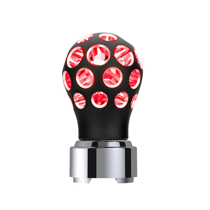 Thread-On Matte Black Phoenix Style Ball Gearshift Knob With LED 9/10 Speed Adapter - Red LED