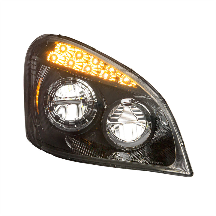 Black LED Headlight For 2008-2017 Freightliner Cascadia - Passenger