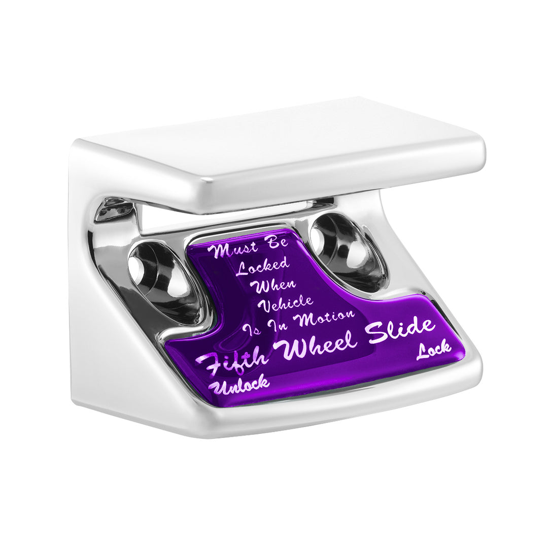 Chrome Plastic Fifth Wheel Switch Guard With Glossy Sticker For 1990-2010 Freightliner Classic - Purple Sticker