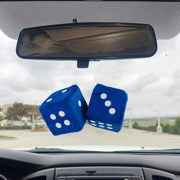 3" x 3" Classic Fuzzy Dice, Blue (Pair)