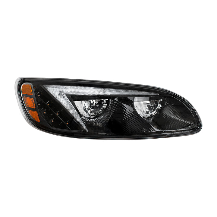 Black LED Headlight For Peterbilt 386 (2005-2015) &amp; 387 (1999-2010) - Passenger