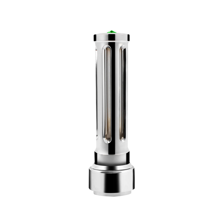 Thread-On Chrome Sonoma Style Gearshift Knob With LED 9/10 Speed Adapter - Dark Green Crystal/Green LED