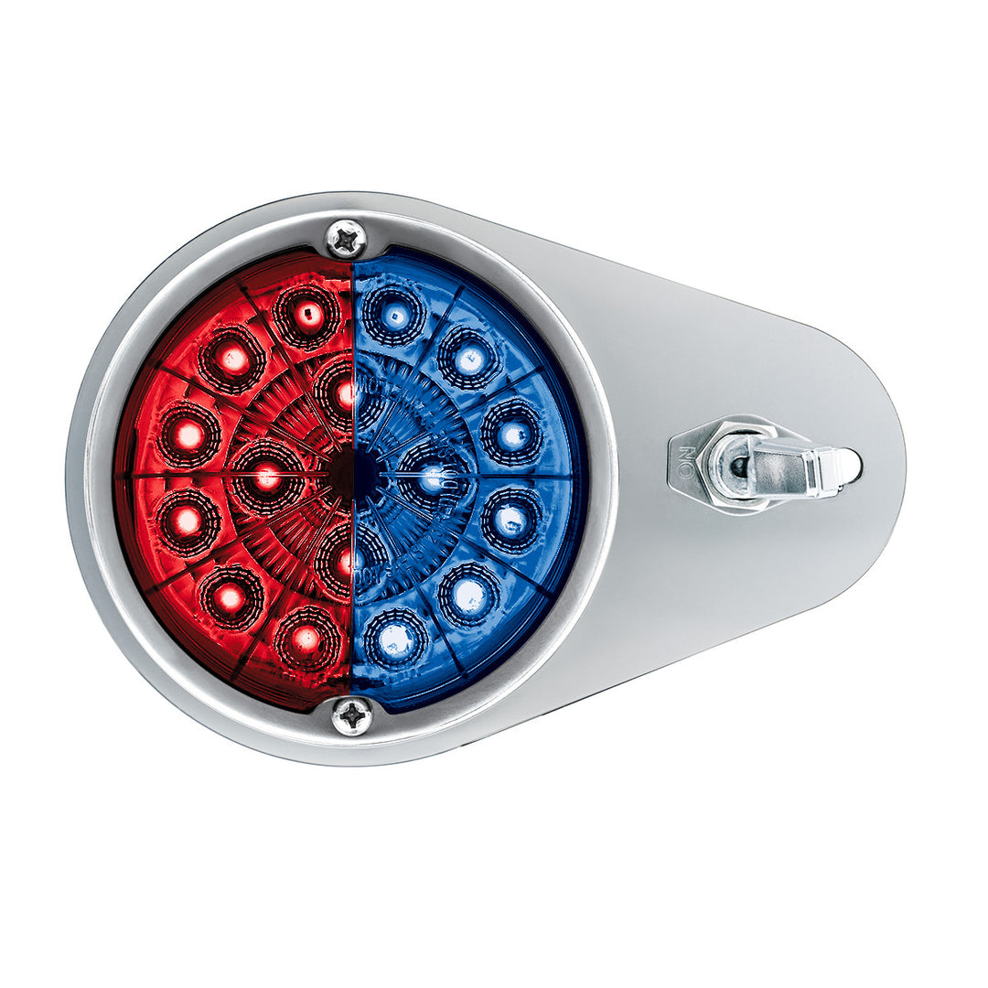 304 Stainless Steel Above Door Dome Light Kit W/ 17 LED Double Fury Watermelon For 1994-2025 KW W900 - Red &amp; Blue LED