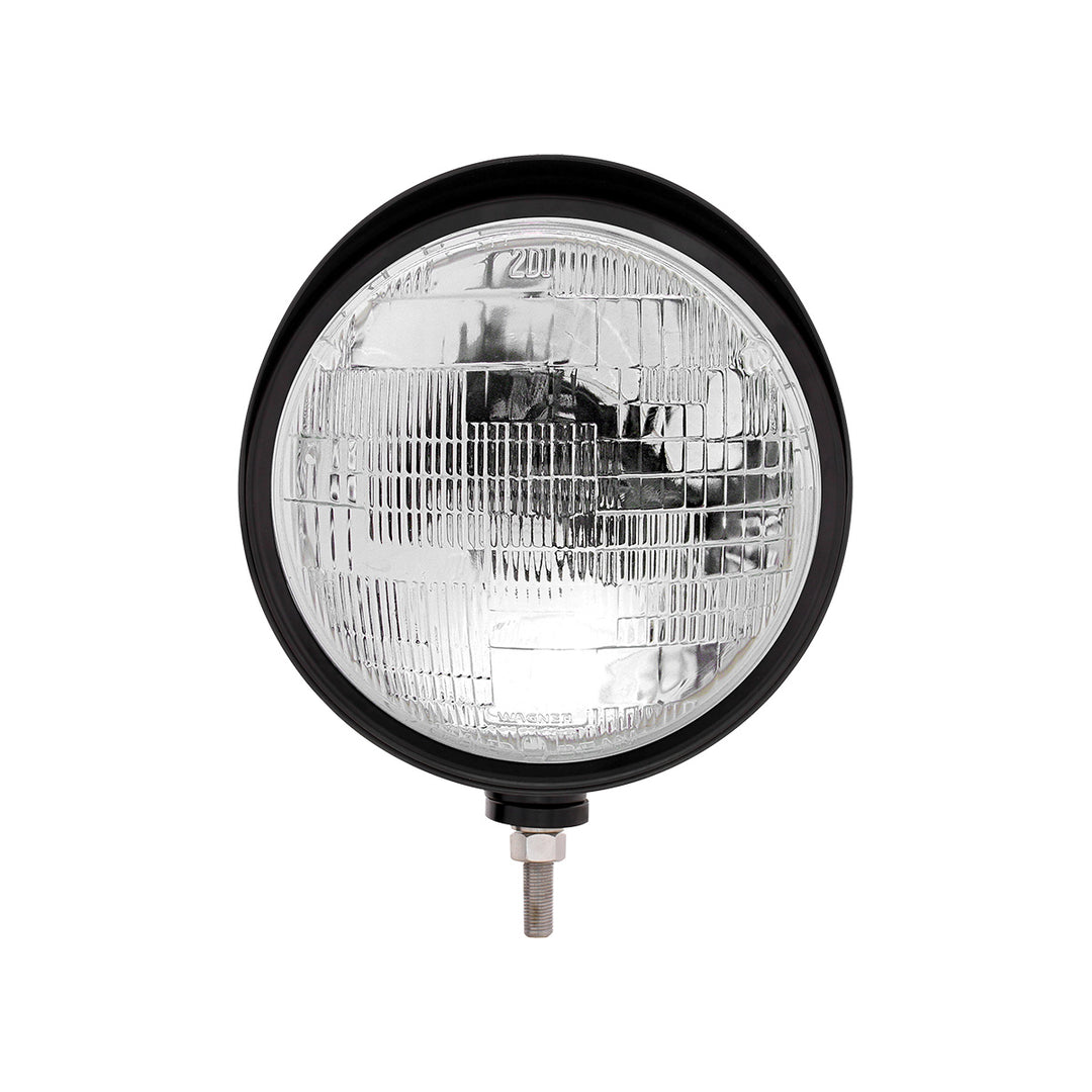 Black "Billet" Style Groove Headlight With Visor H6014 Bulb