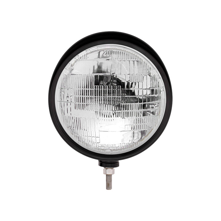 Black "Billet" Style Groove Headlight With Visor H6014 Bulb