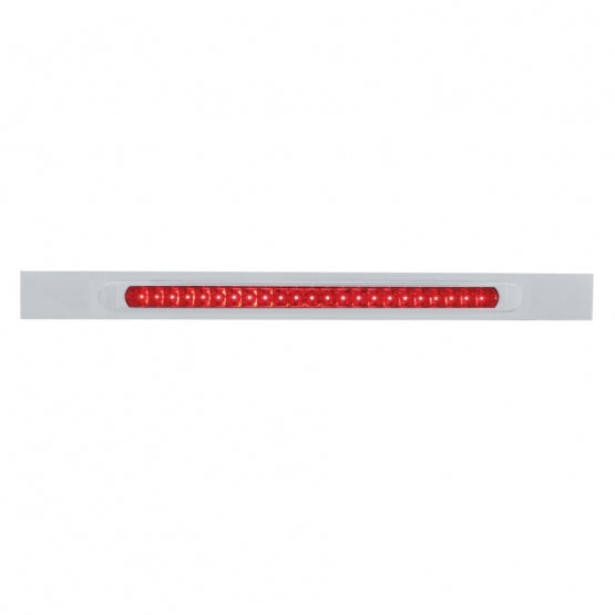 Chrome Top Mud Flap Plate With 23 SMD LED Light Bar &amp; Bezel - Red LED/Red Lens (Each)
