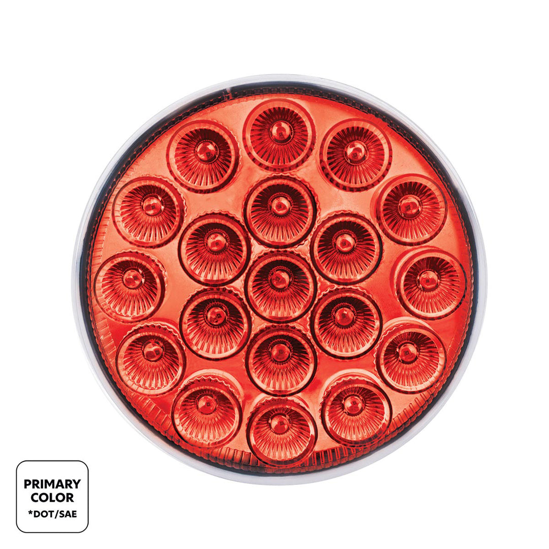 19 LED 4" Round Double Fury Light (Stop &amp; Turn) - Red &amp; Amber LED/Clear Lens
