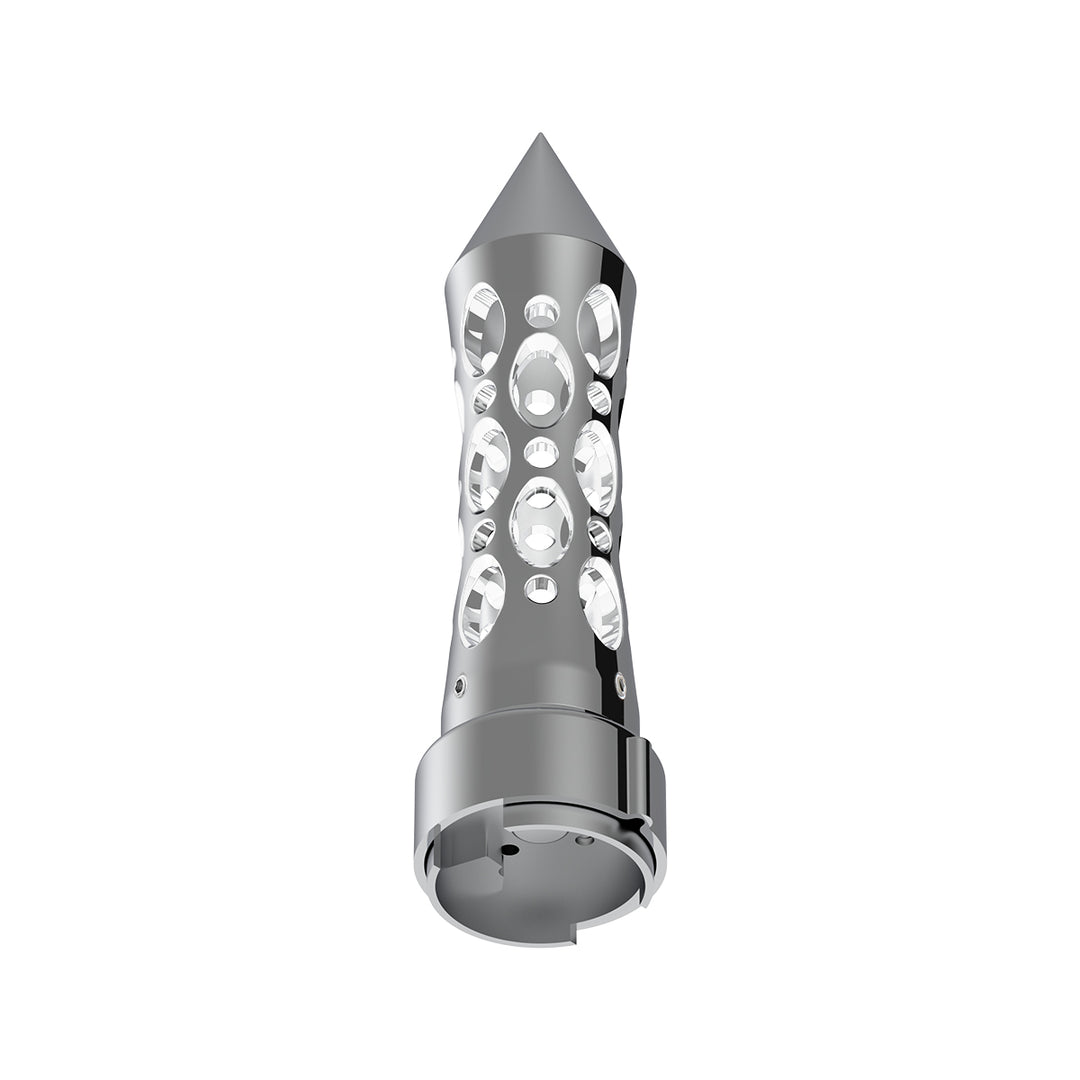 Thread-On Daytona Style Spike Gearshift Knob With LED 9/10 Speed Adapter - Chrome/White LED