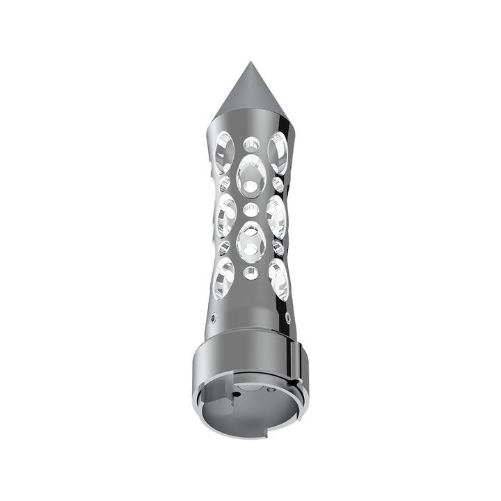 Thread-On Daytona Style Spike Gearshift Knob With LED 9/10 Speed Adapter - Chrome/White LED