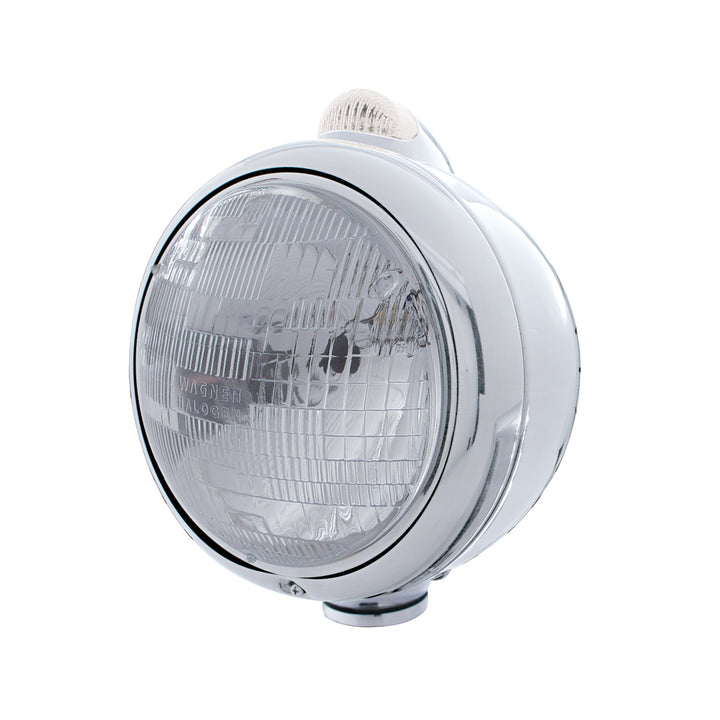 Stainless Steel Guide 682-C Headlight H6024 &amp; Dual Mode LED Signal - Clear Lens