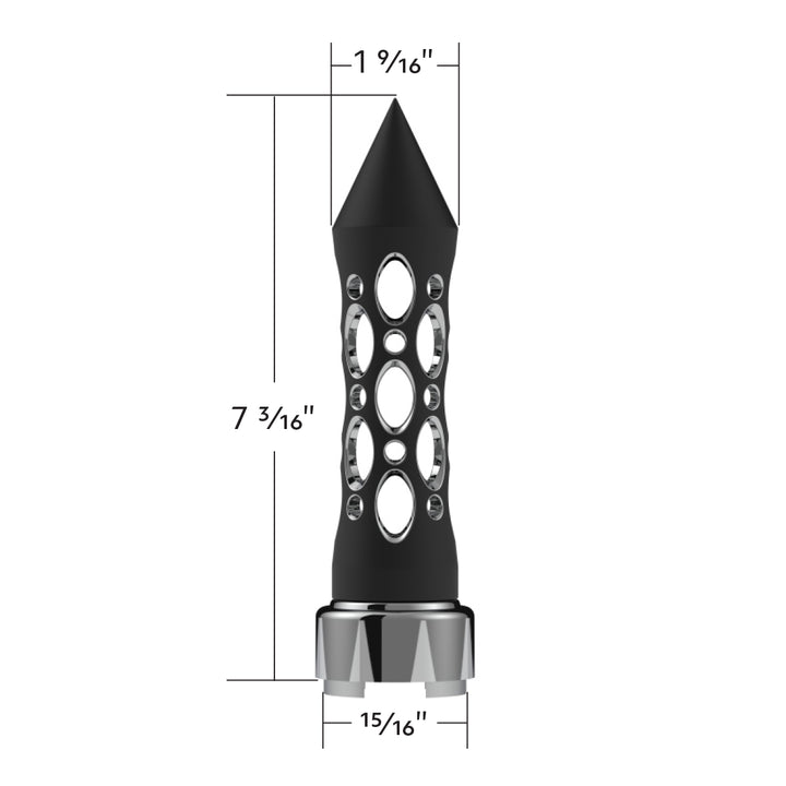 M30 x 3.5 Thread-On Daytona Style Spike Gearshift Knob With Chrome 9/10 Speed Adapter - Black/Vertical