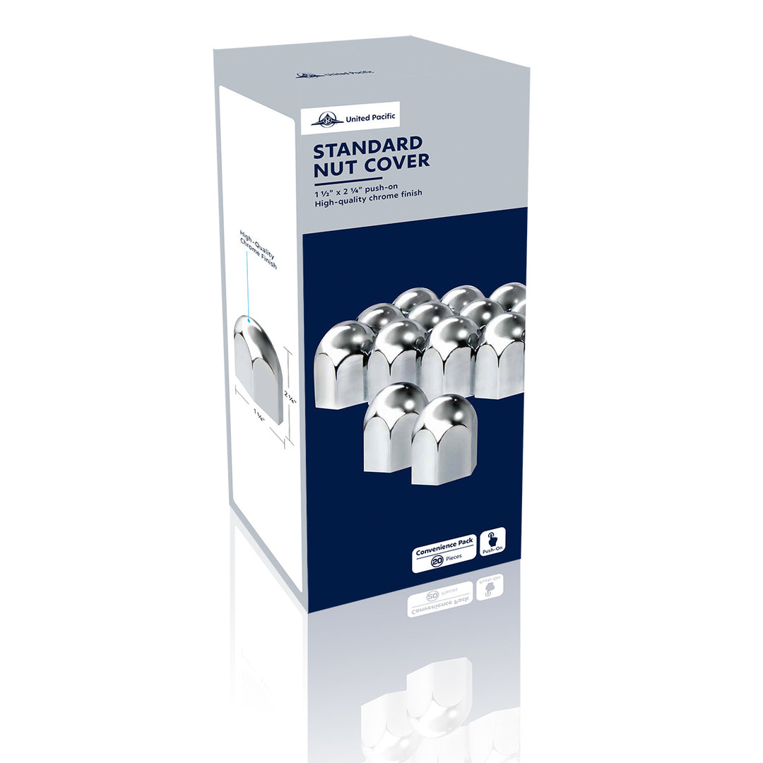 1-1/2" x 2-1/4" Chrome Plastic Standard Nut Covers - Push-On (Box Of 20 )