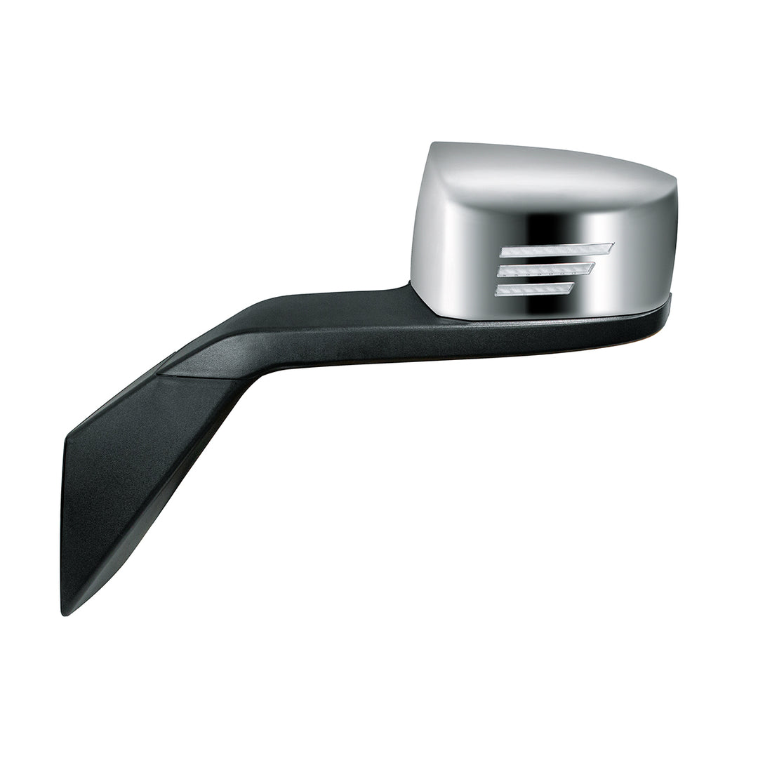 Chrome Hood Mirror Assembly With Sequential LED Turn Signal For 2004-2017 Volvo VNL - Driver