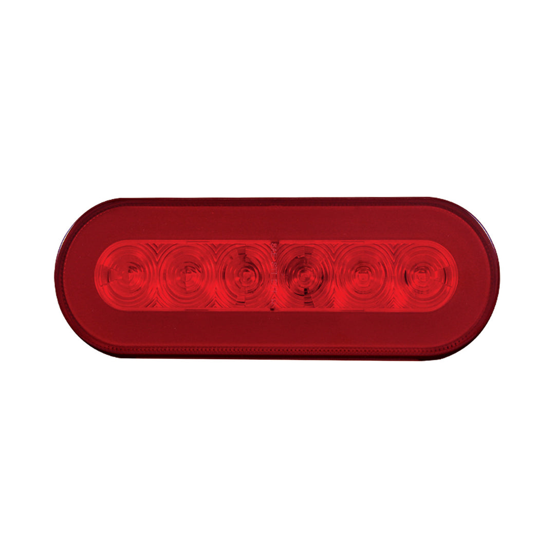 Stainless Top Mud Flap Bracket With 3 x 22 LED 6" Oval GloLight &amp; Grommets - Red LED/Red Lens (Each)