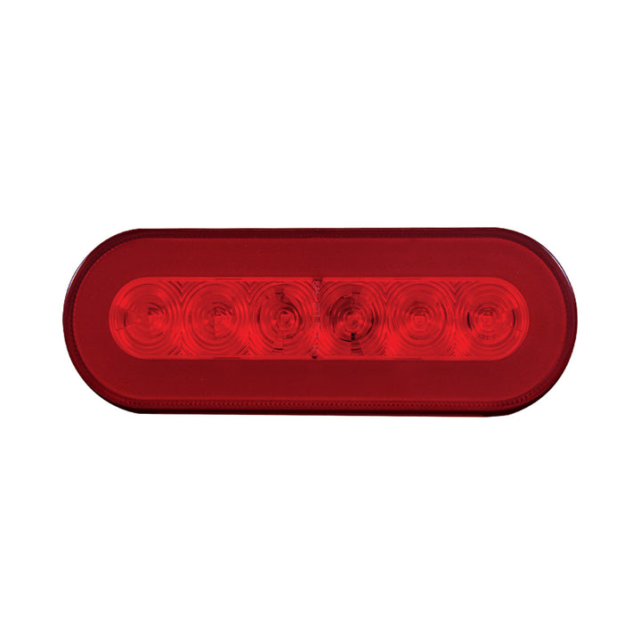 Stainless Top Mud Flap Bracket With 3 x 22 LED 6" Oval GloLight &amp; Grommets - Red LED/Red Lens (Each)