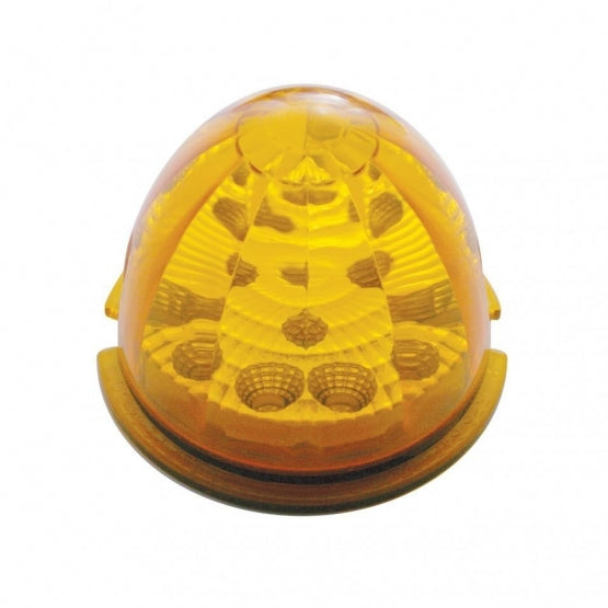 Fog Light Cover With 17 Amber LED Reflector Watermelon Lights For 2007-17 KW T660 - Driver - Amber Lens