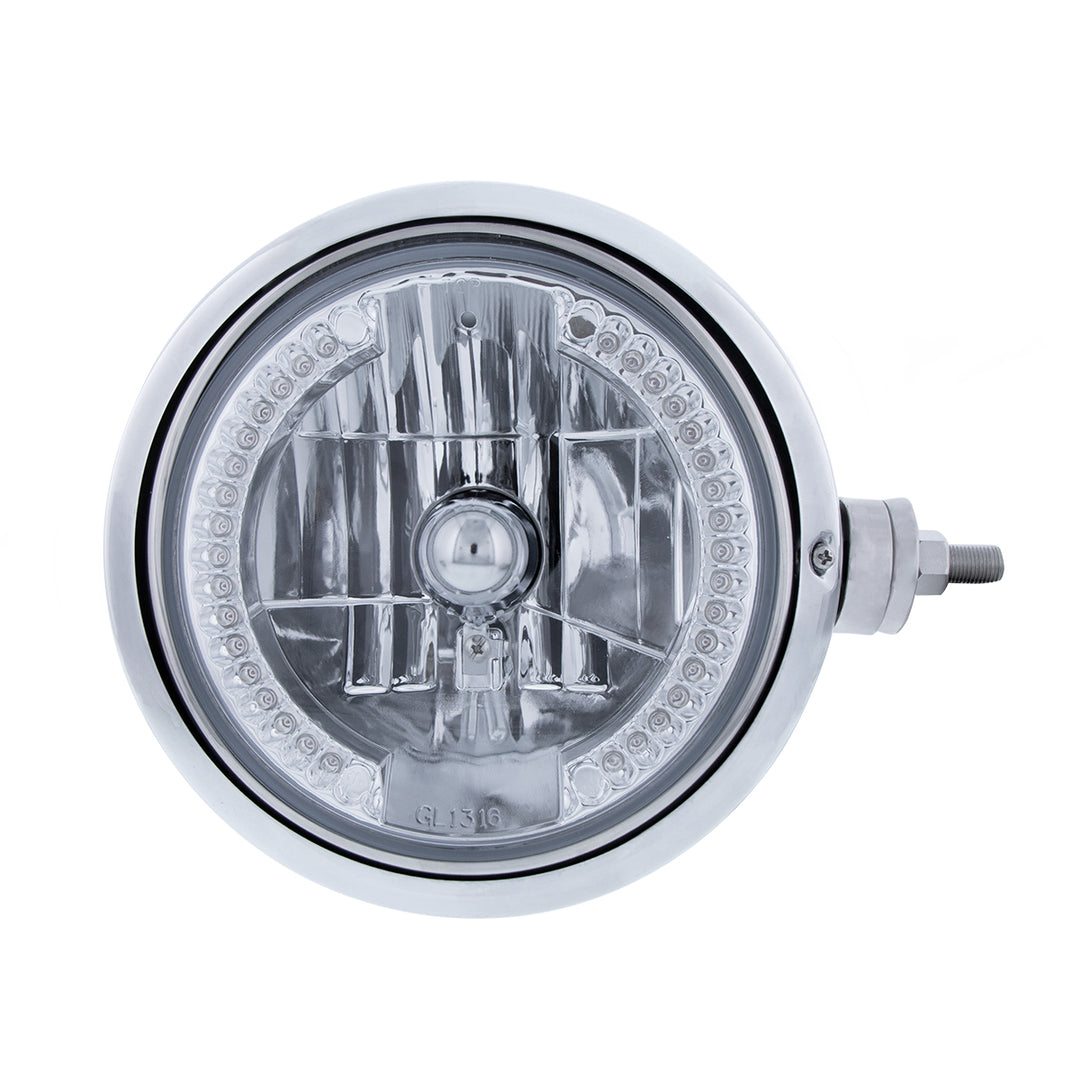 Stainless Steel Guide 682-C Style Headlight Assembly W/Crystal Lens &amp; 34 LEDs Position Light - R/H (Horizontal Mount)