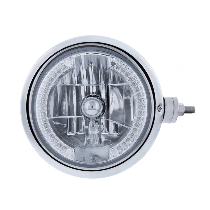 Stainless Steel Guide 682-C Style Headlight Assembly W/Crystal Lens &amp; 34 LEDs Position Light - R/H (Horizontal Mount)