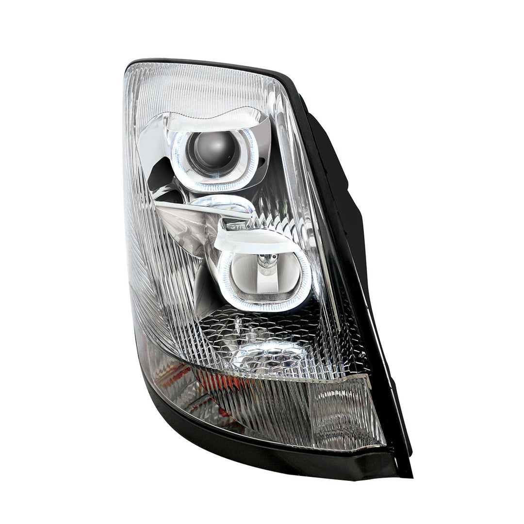 Chrome Projection Headlight With White LED Light Bar For 2003-2017 Volvo VN/VNL - Passenger